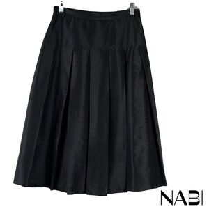 NABI Black Satin Pleated Skirt Size M